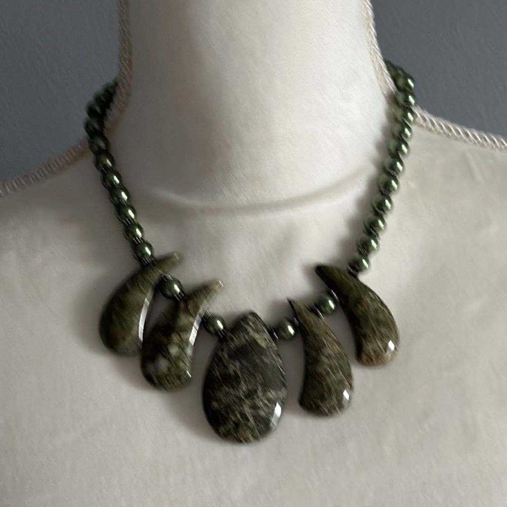 Marble Statement Necklace Andearring Set! - image 7